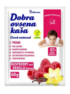 Dobra ovsena kaša malina i vanila 60 g Lomax