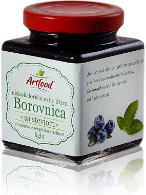 Niskokalorični džem borovnica sa fruktozom i stevijom light 220 g Artfood