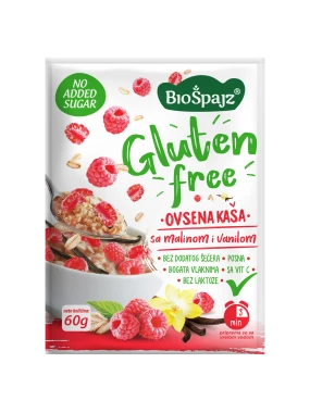 Ovsena kaša sa malinom i vanilom bez glutena 60 g Bio Špajz
