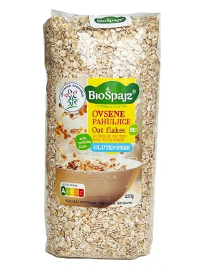 Ovsene pahuljice (sert. bez glutena) (organski proizvod) 450 g Bio Špajz