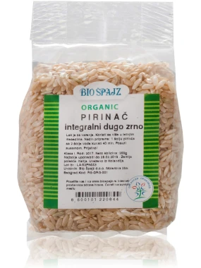 Pirinač integralni dugo zrno (organski proizvod) 200 g Bio Špajz