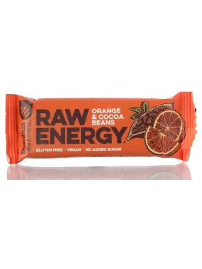 Raw Energy orange & cocoa beans - desert na bazi sušene urme (sert. bez glutena) 50 g Bombus
