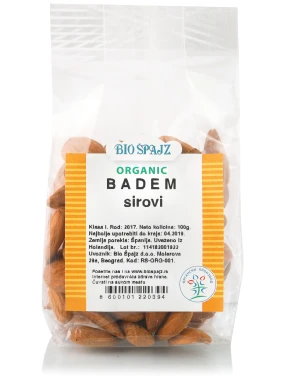 Sirovi badem (organski proizvod) 100 g Bio Špajz