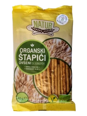Ovseni štapići sa kurkumom (organski proizvod) 45 g Natur